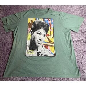 Soul Music Legend Portrait Graphic T-Shirt Green Adult 3XL Short Sleeve